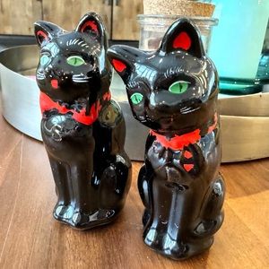 Vintage Black Cat Salt and Pepper Shakers